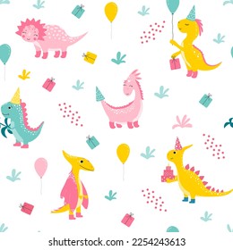 seamless pattern  with cutes dinosaur, baby shower greeting card. For Print  kids bedding, fabric, wallpaper, wrapping paper, textile, t-shirt print