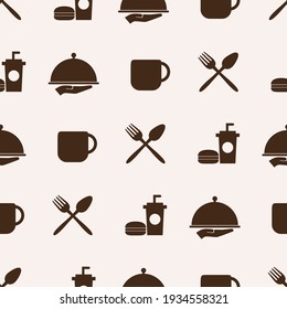 seamless pattern of cutlery and drink icons for the restaurant background. decoration cafe, place to eat and culinary events