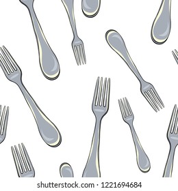 seamless pattern cutlery fork for food  vector illustration