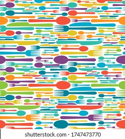 Seamless pattern of Cutlery, knife, fork and spoon. Vector design illustration for print, textile and texturing.