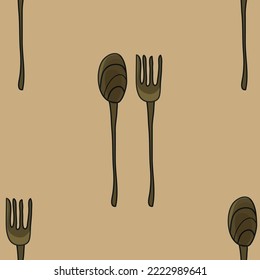 Seamless pattern of cutlery. Table setting. Vector, kitchen illustration.