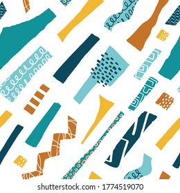 Patrón sin inconvenientes con formas rotas por corte. Ilustración vectorial dibujada a mano con textura. Concepto dinámico abstracto moderno para textiles, tejidos, prendas de vestir