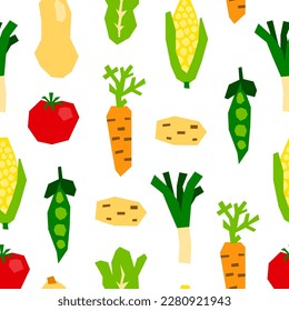 Seamless pattern with cutout vegetables in modern style. Background with organic veggies.