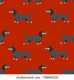 seamless pattern with dachshund. 2018 dog symbol 