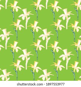 patrón transparente daffodil vector verde brillante