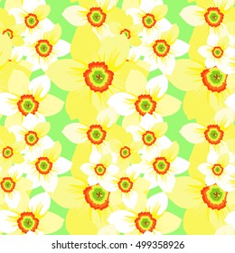 Seamless pattern with daffodils flower glade vector illustration