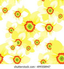 Seamless pattern with daffodils flower meadow vector illustration