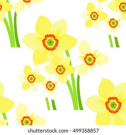 Seamless pattern with daffodils flower vector illustration

