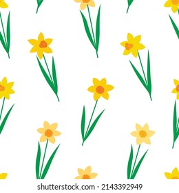 Seamless pattern daffodils spring flowers vector illustration