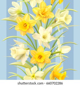 Seamless pattern with daffodils. Vector illustration.