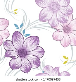 Seamless pattern with dahlia flowers. Abstract background for wallpaper, wrapping paper, packaging.