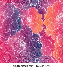 Seamless pattern with dahlia flowers. Abstract background.