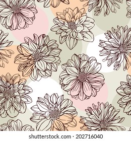 Seamless pattern with dahlias