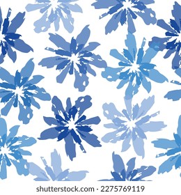 Seamless pattern with daisies. Colorful bright summer silhouette line drawing .