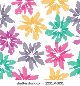 Seamless pattern with daisies. Decorative botanical illustration with stylized flowers.