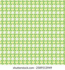 Seamless pattern with daisies on a green background Vector illustration