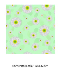 Seamless pattern. Daisies on a green background.