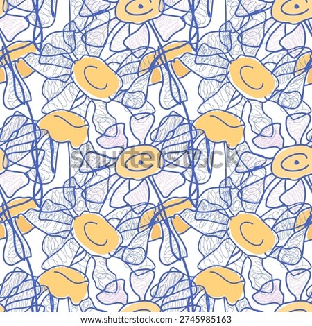A seamless pattern with daisies on a white background. The daisies fill the entire background