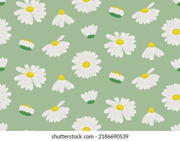 Patrón sin foco con margaritas. Textura con flores silvestres al estilo de las caricaturas.