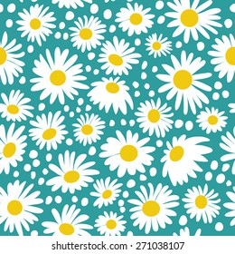 Seamless pattern with daisies, vector illustration