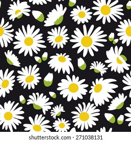 Seamless pattern with daisies, vector illustration