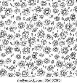 Seamless pattern with daisies, vector illustration