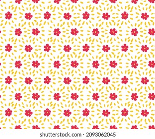 seamless pattern with daisies.Flowers seamless pattern. Vector illustration 
Seamless pattern with red with yellow flowers on white background.