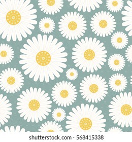 seamless pattern with daisies-vector illustration. Daisy print gentle.
