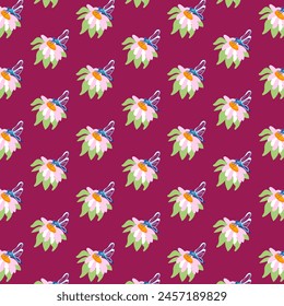 Patrón sin fisuras margarita libélula Borgoña de fondo postales postales posters Anuncios de tela de primavera de verano Ropa de papel de embalaje adecuado Fondo de pantalla de Plantilla textil Vector