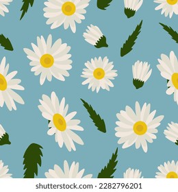 Seamless pattern with daisy Eps 10 vector. 