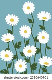 Seamless pattern with daisy Eps 10 vector.