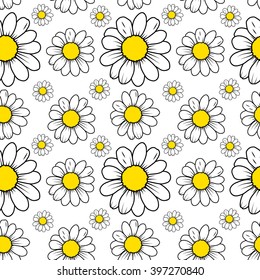 Seamless pattern daisy field