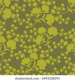 Seamless pattern with daisy flower garden on yellow background vector illustration. Cute floral print.