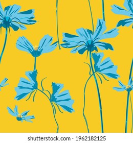 Seamless pattern daisy flower illustration. vector design for fashion, fabric, wallpaper and all prints on background earth tone color.