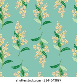 Seamless pattern daisy flower with mint background