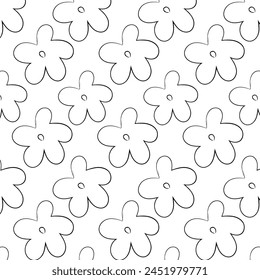 Seamless pattern with daisy flower, vector illustration.minimalistic seamless pattern. Abstract floral print art.Modern print in black color on a white background.design  for textile,print, websites.