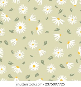 Seamless pattern with daisy flowers, Beautiful summer wallpaper