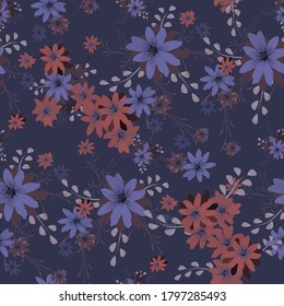 Patrón sin foco con flores de margarita. Textura brillante para impresión, textil, de lino, de tela. Patrón bonito para envolver papel. Flores salvajes vectoriales. Textura sin fin. Un reportaje colorido al estilo retro.