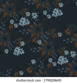 Seamless Pattern with Daisy Flowers. Bright Texture for Print, Textile, Linen, Cloth. Pretty Pattern for Wrapping Paper. Vector Wild Flowers. Endless Texture. Colorful Rapport in Retro Style.