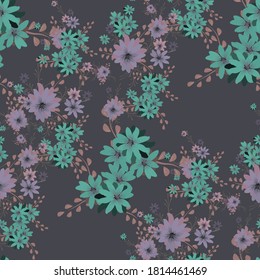 Seamless Pattern with Daisy Flowers. Bright Texture for Print, Textile, Linen, Cloth. Pretty Pattern for Wrapping Paper. Vector Wild Flowers. Endless Texture. Colorful Rapport in Retro Style.