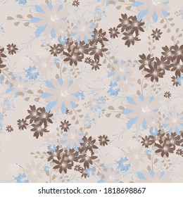 Seamless Pattern with Daisy Flowers. Bright Texture for Print, Textile, Linen, Cloth. Pretty Pattern for Wrapping Paper. Vector Wild Flowers. Endless Texture. Colorful Rapport in Retro Style.