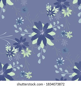 Seamless Pattern with Daisy Flowers. Bright Texture for Print, Textile, Linen, Cloth. Pretty Pattern for Wrapping Paper. Vector Wild Flowers. Endless Texture. Colorful Rapport in Retro Style.