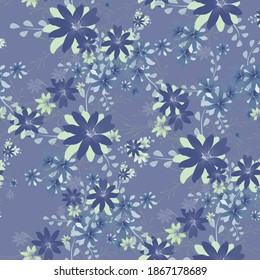 Seamless Pattern with Daisy Flowers. Bright Texture for Print, Textile, Linen, Cloth. Pretty Pattern for Wrapping Paper. Vector Wild Flowers. Endless Texture. Colorful Rapport in Retro Style.