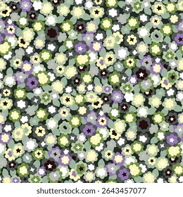 Padrão sem costura com flores margaridas no fundo preto, desenhado à mão deisy botânica padrão floral.elementos de botânica, desenhos de tinta de flores.ep