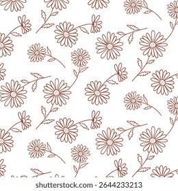 Seamless Pattern of Daisy Flowers on a Vibrant Aqua Background