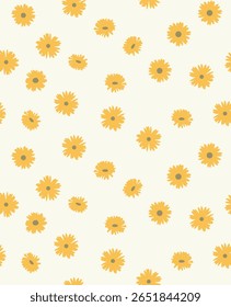 Padrão sem costura com flores margaridas no fundo preto, desenhado à mão deisy botânica floral pattern.botany elementos, desenhos de tinta de flores.texturizados papel de parede etc.