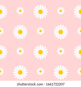 Seamless Pattern with Daisy Flowers. Vector Image.