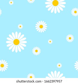 Seamless Pattern with Daisy Flowers. Vector Image.