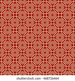 Seamless Pattern of Daisy inside Lattice of Chinese Style.