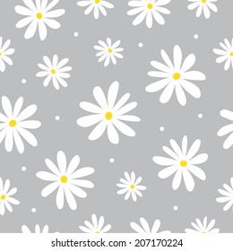 Seamless pattern daisy on gray